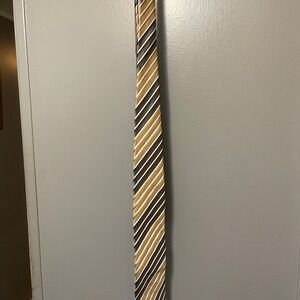 John Ashford Striped Tie Brown Gold Black & White Dressy